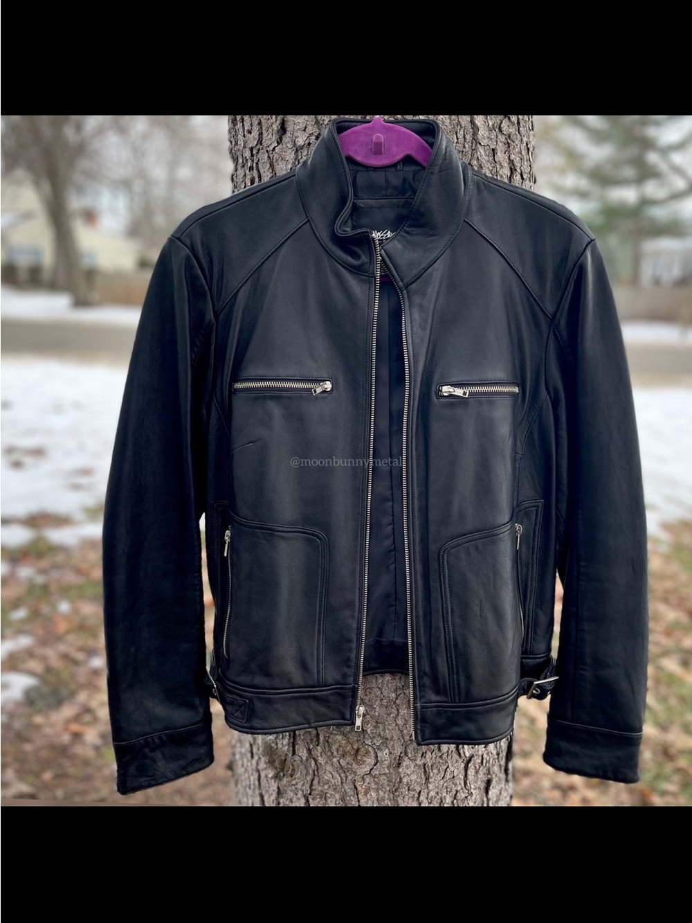 90s Vintage Leather Jacket Biker Moto Punk Motorcycle Grunge Mossimo y2k Black L